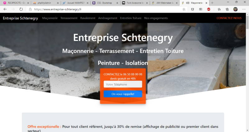 référence site vitrine avec appel client